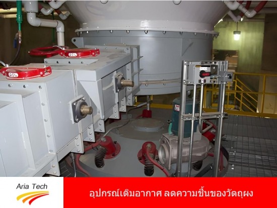 อุปกรณ์เติมอากาศ ลดความชื้นของวัตถุผง เป็นการลำเลียงไหลลงตามแรงโน้มถ่วง